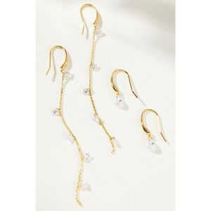ANTHROPOLOGIE Crystal Pave Set Of Two Drop Earrings